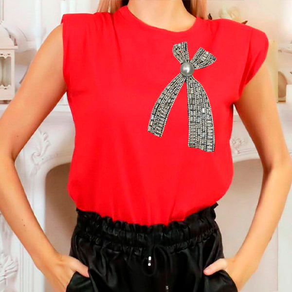 Blusa Roja con Moño