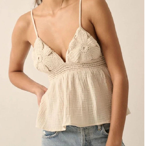 Blusa Tejida con Tirantes color Beige