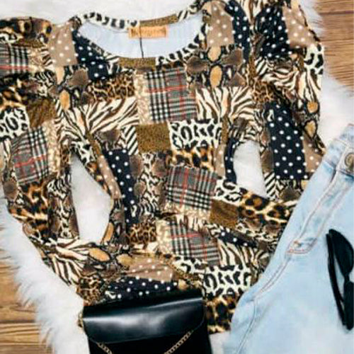 Blusa Terciopelo estilo Animal Print