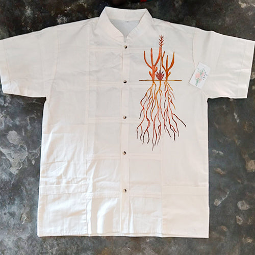 Camisa Blanca con Cactus Naranjas