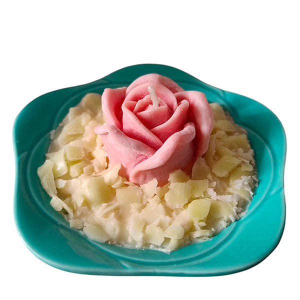 Vela en forma de Plato con Rosa